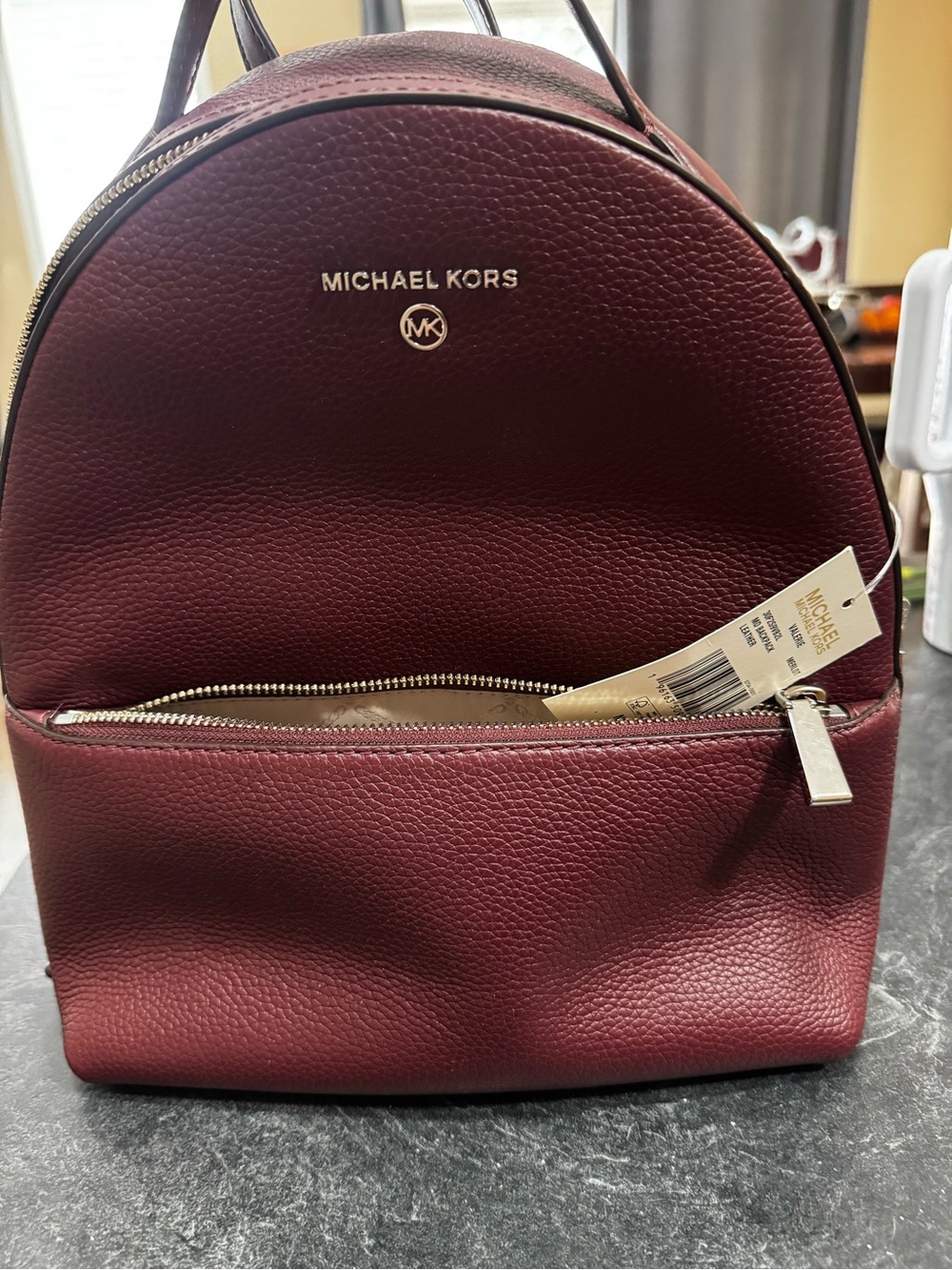 Michael Kors Burgundy Pebbled Leather Mini Backpack